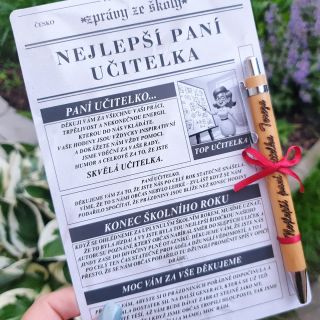 Přání v designu novin pro nejlepší paní učitelku. Novinka na našem eshopu. 🥳 Už máte dárek? 😉 #darekproucitele...